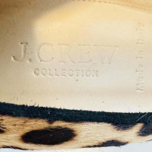 J Crew Shoes Womens 6.5 Brown Black Calf Hair Pump Leopard Print Chunky Heel - Picture 9 of 11